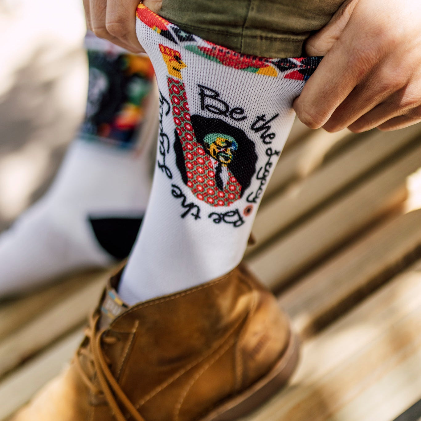 Nelson Mandela Foundation White Crew Socks