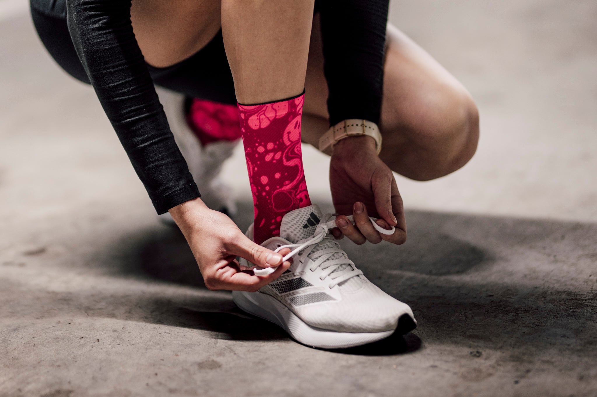 Neon Slide Pink Crew Socks