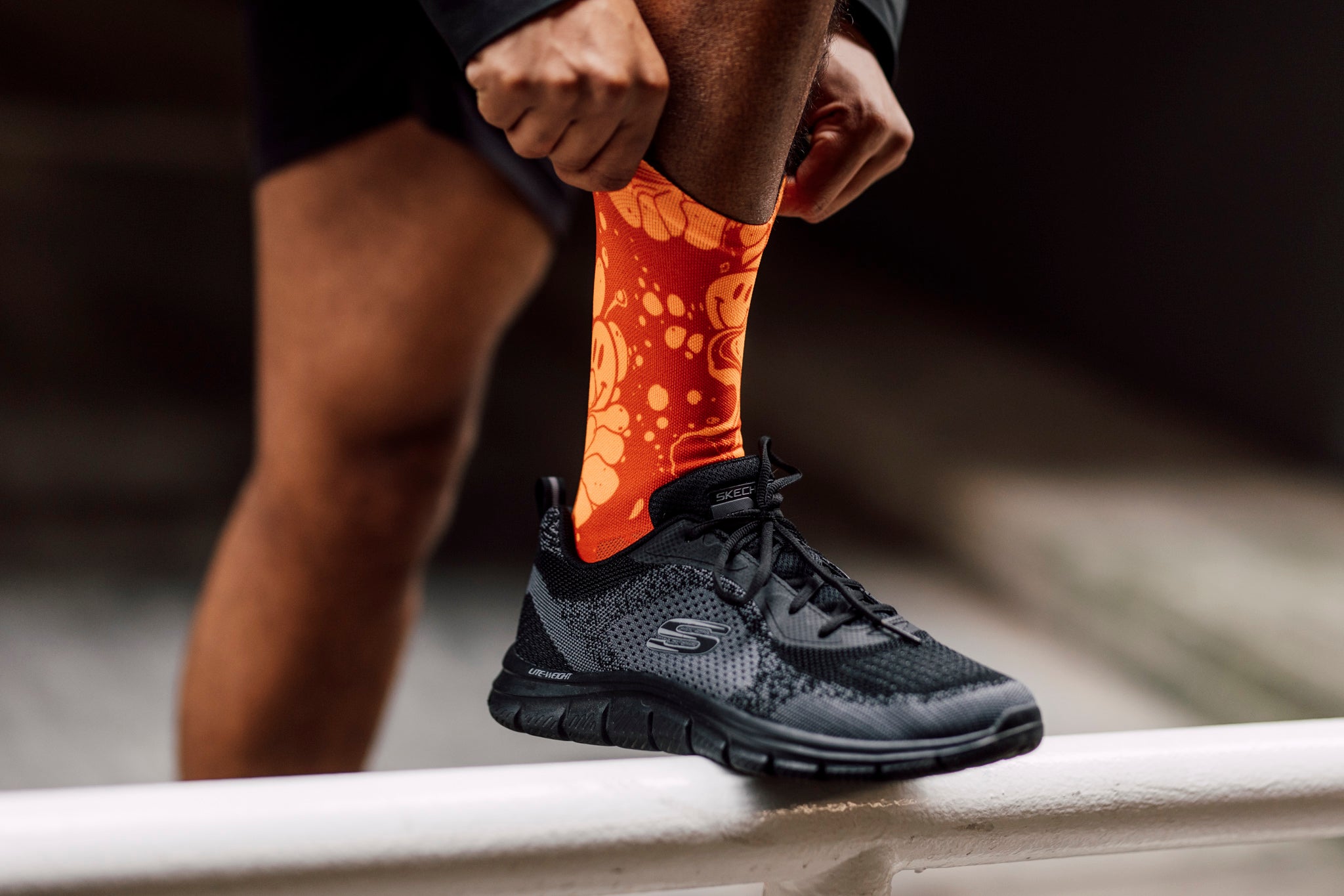 Neon Slide Orange Crew Socks
