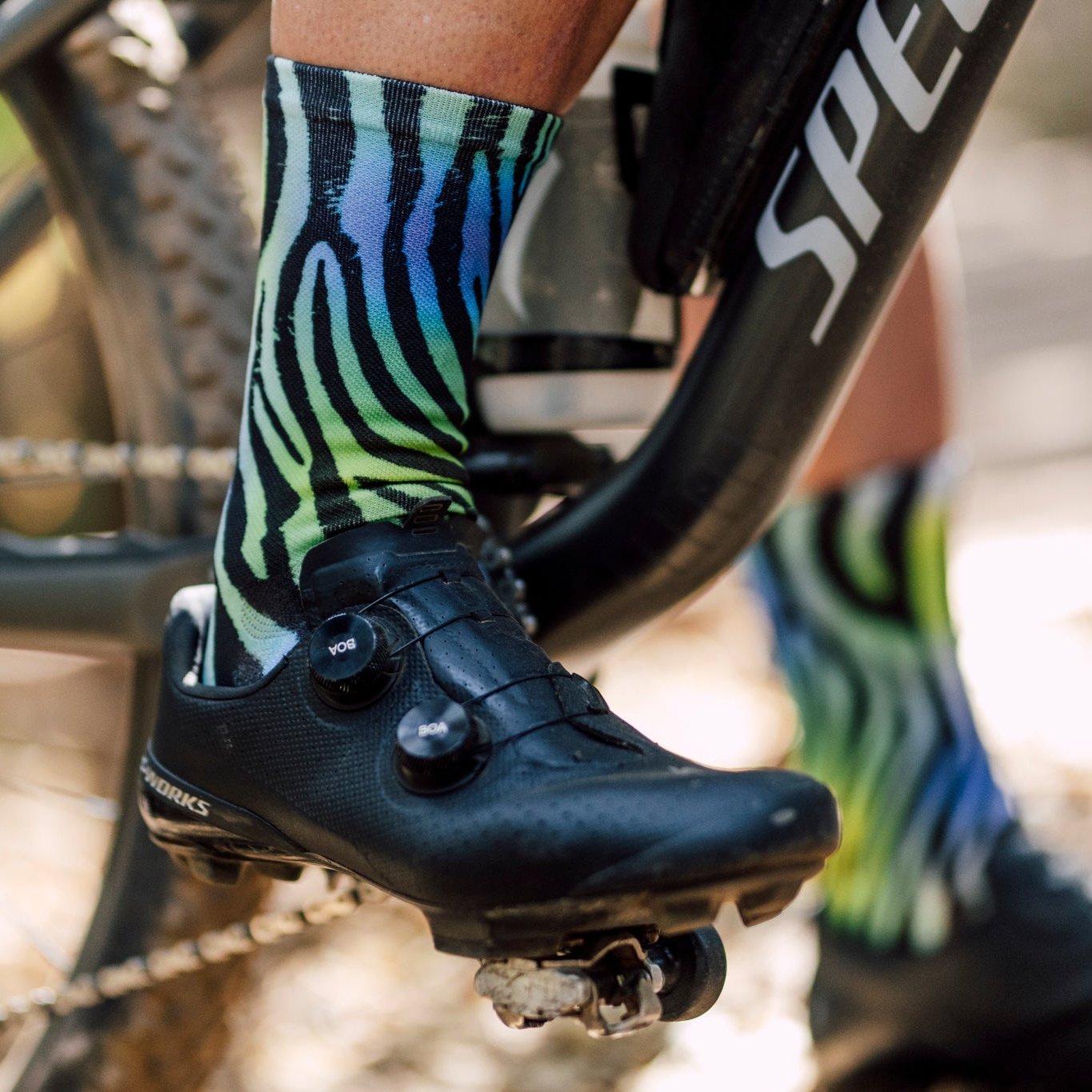 Electric Zebra Crew Socks
