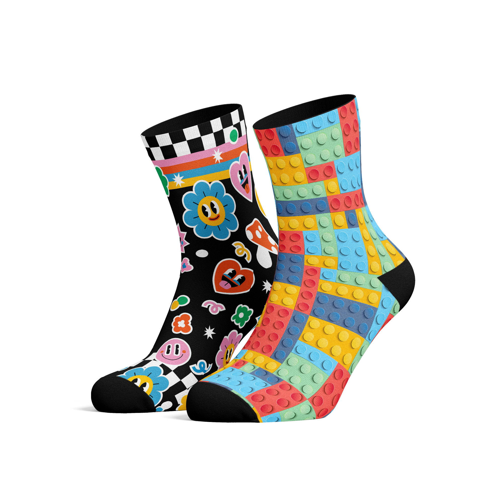 Sticker & Blocks Kids Crew Socks Combo