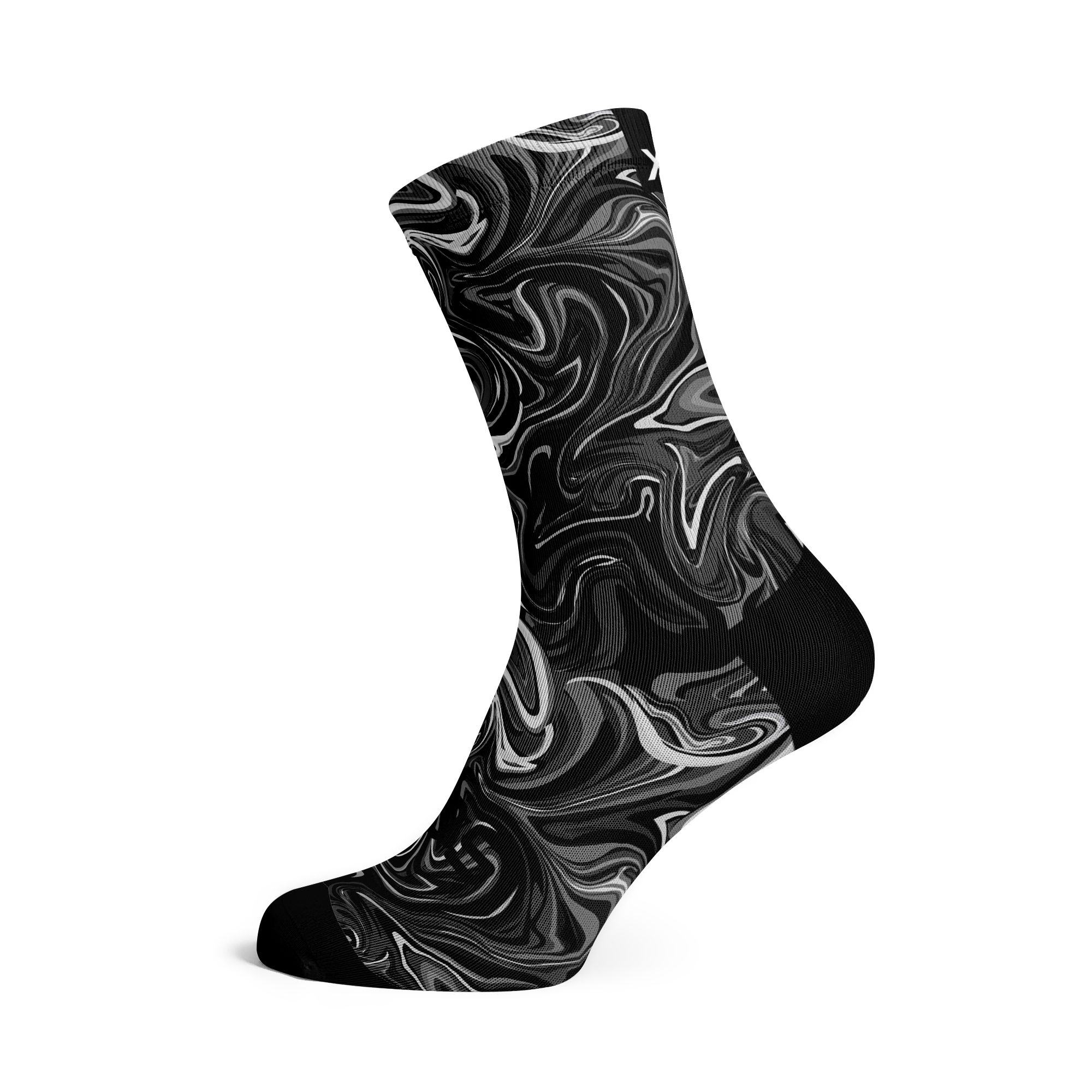Marble Black Crew Socks