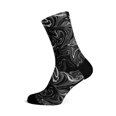 Marble Black Crew Socks