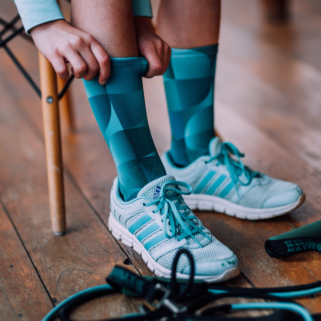 Solid Teal Crew Socks