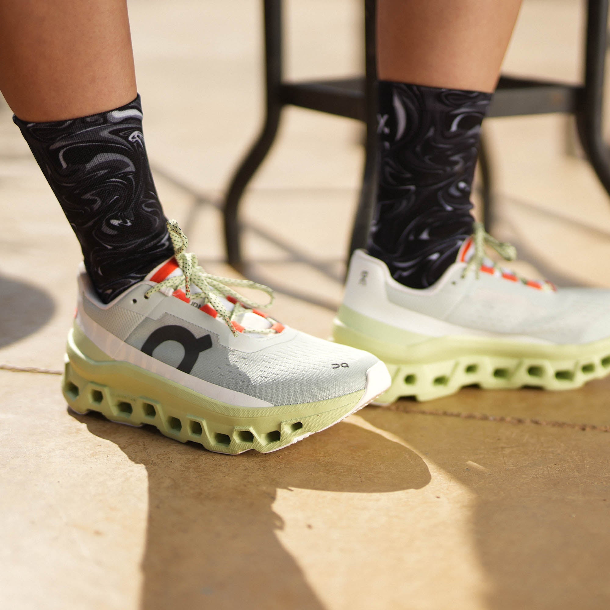 Marble Black Crew Socks