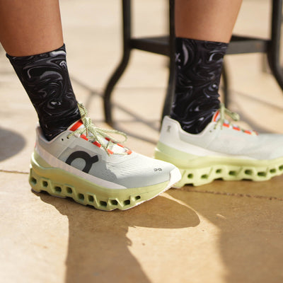Marble Black Crew Socks