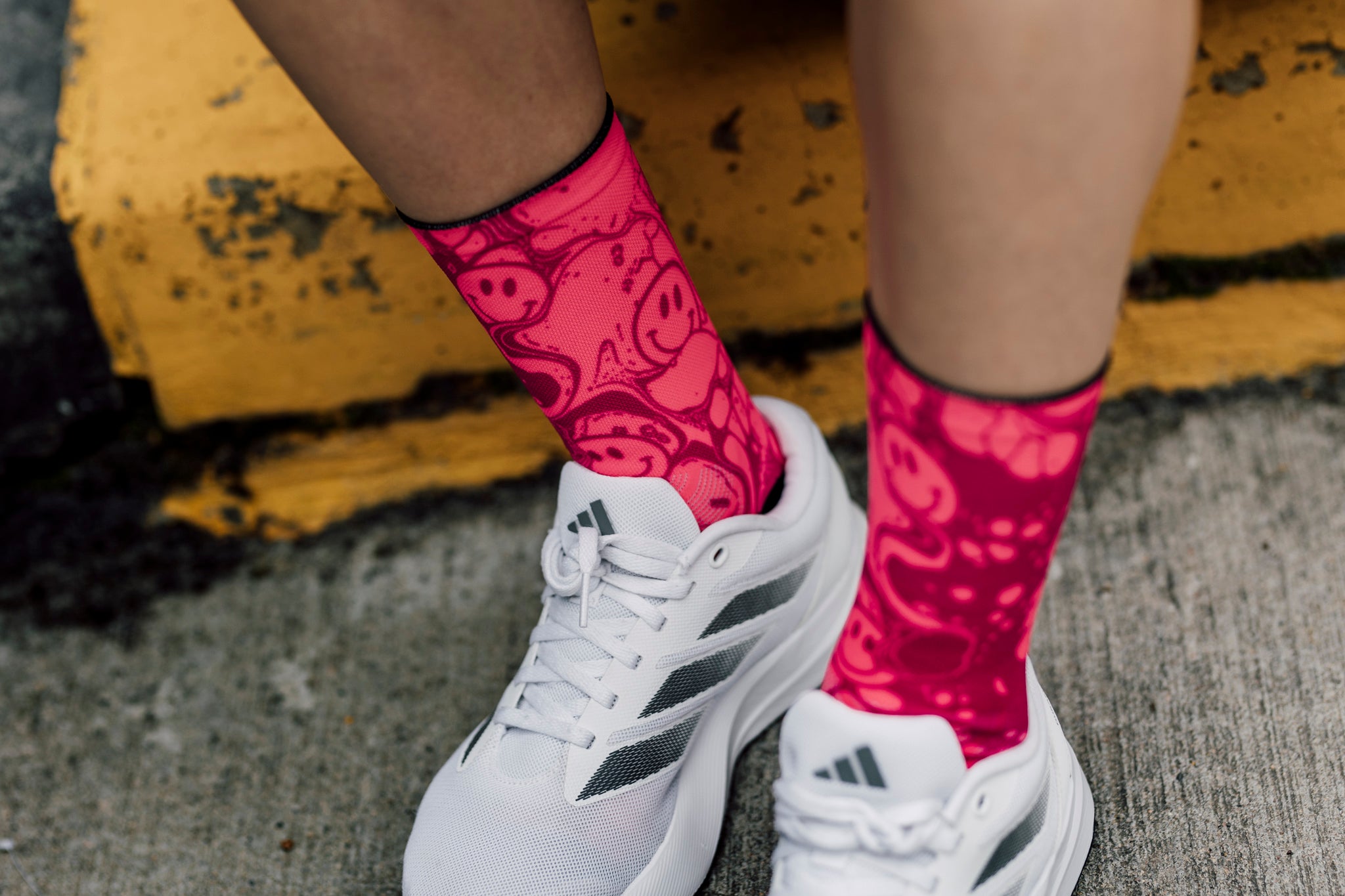 Neon Slide Pink Crew Socks