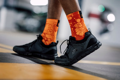 Neon Slide Orange Crew Socks