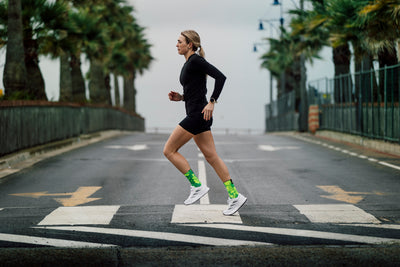 Neon Slide Yellow Crew Socks